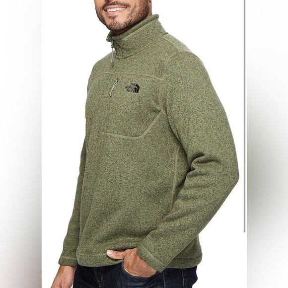The North Face Men’s Green Fleece Quarter Zip Pullover Jacket - Picture 1 of 10